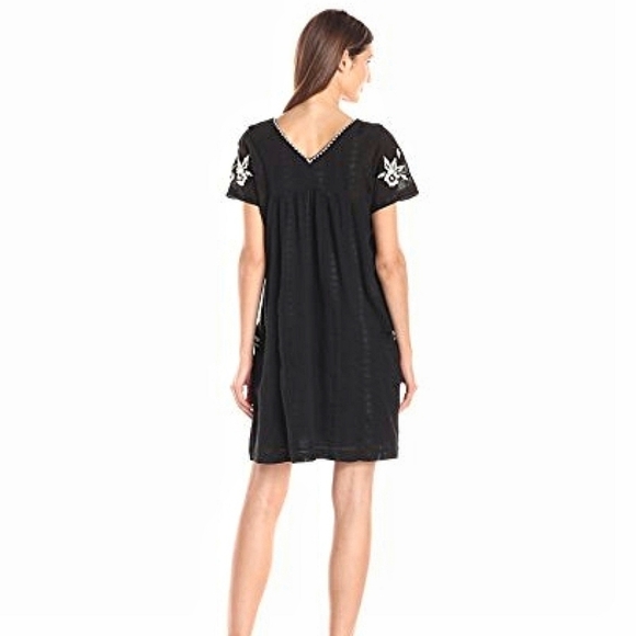Lucky‎ Brand |Black Shift Dress +White Embr… - Picture 3 of 13